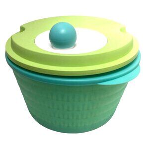 Tupperware Salad Spinner With Lid & Basket Green/Turquoise Plastic